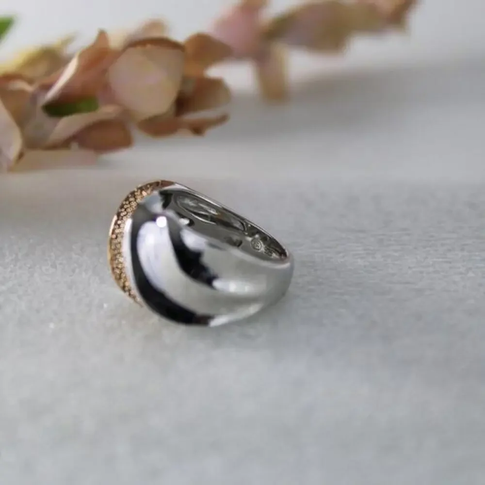 Affinity Pave Champagne 1/4ct Diamond Band Ring Size 6 Sterling Silver‎ 925 NEW